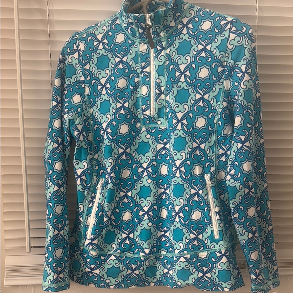 Talbots Blue And White Patterned Pullover - image 1